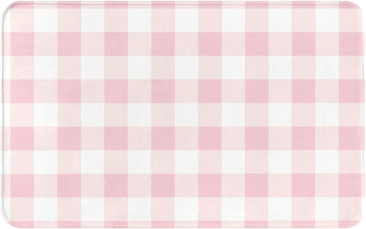 Pink Checkboard A Print Bathroom Rugs 30x20 Inch, Non-Slip Absorbent Bath Mat Rugs, Machine Washable Shower Rug Bath Mats for Bathroom