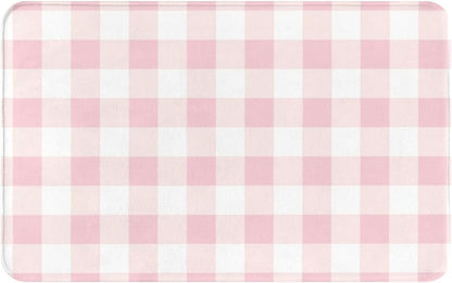 Pink Checkboard A Print Bathroom Rugs 30x20 Inch, Non-Slip Absorbent Bath Mat Rugs, Machine Washable Shower Rug Bath Mats for Bathroom