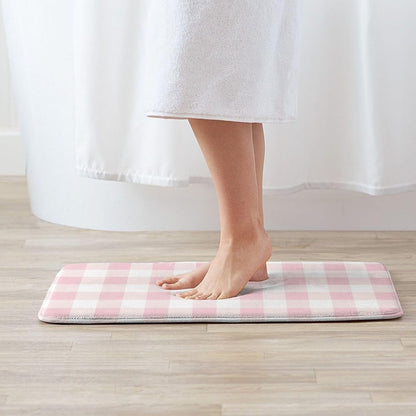 Pink Checkboard A Print Bathroom Rugs 30x20 Inch, Non-Slip Absorbent Bath Mat Rugs, Machine Washable Shower Rug Bath Mats for Bathroom