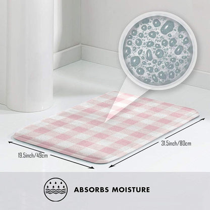 Pink Checkboard A Print Bathroom Rugs 30x20 Inch, Non-Slip Absorbent Bath Mat Rugs, Machine Washable Shower Rug Bath Mats for Bathroom