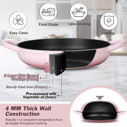 Pink Enameled Bread Dutch Oven for Sourdough, 5.5 QT