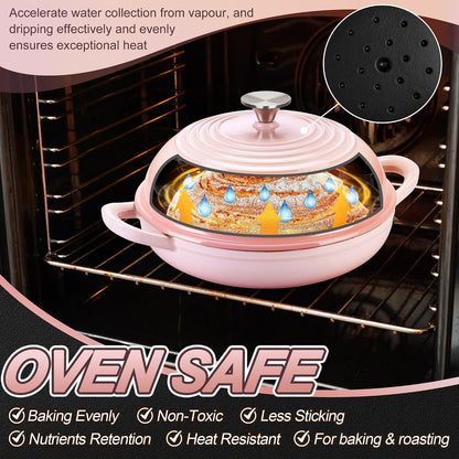 Pink Enameled Bread Dutch Oven for Sourdough, 5.5 QT