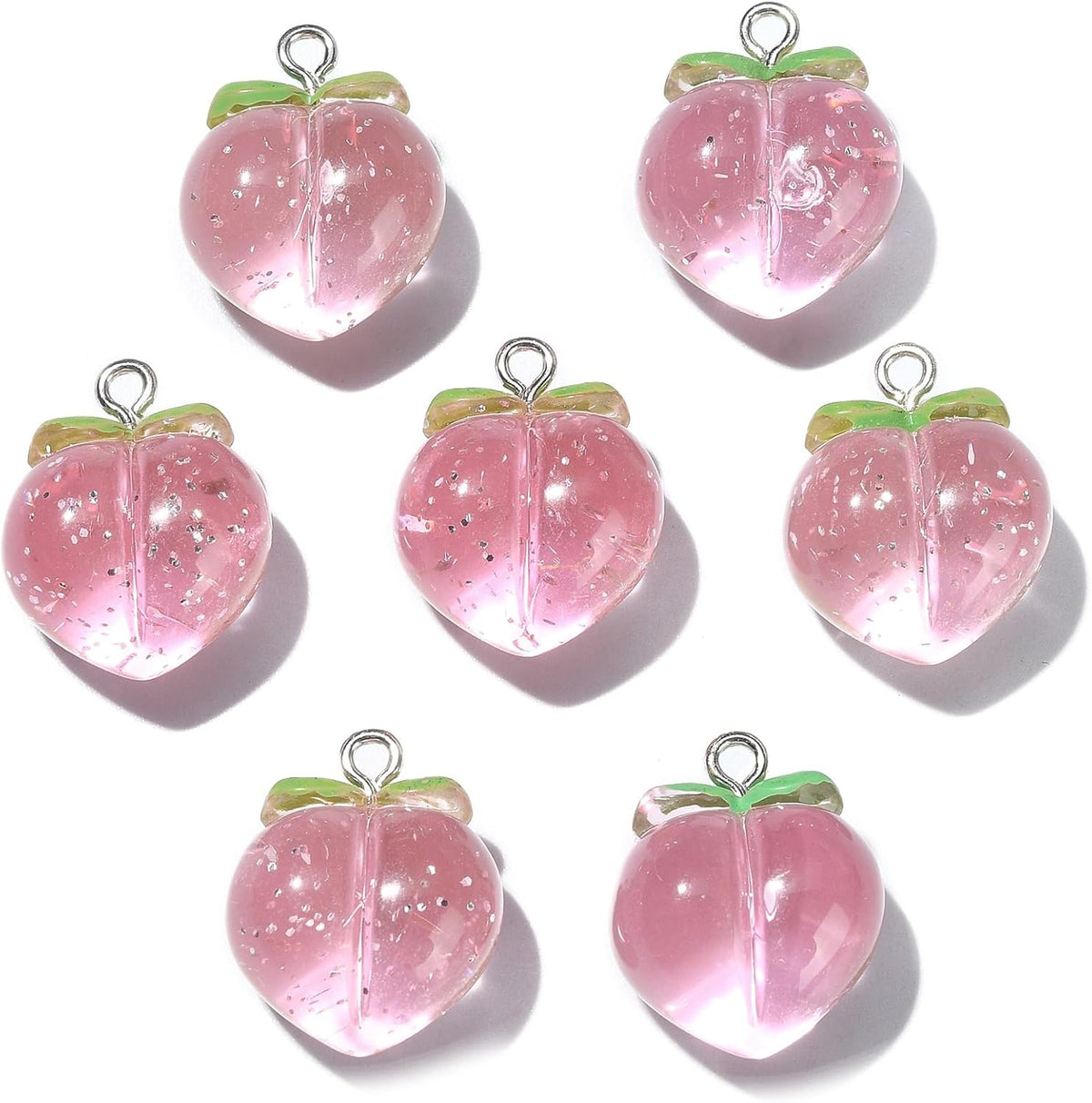 10 Pcs Transparent Resin Charms 3D Food Fruit Pink Peach Charms for Jewelry Crafting Findings