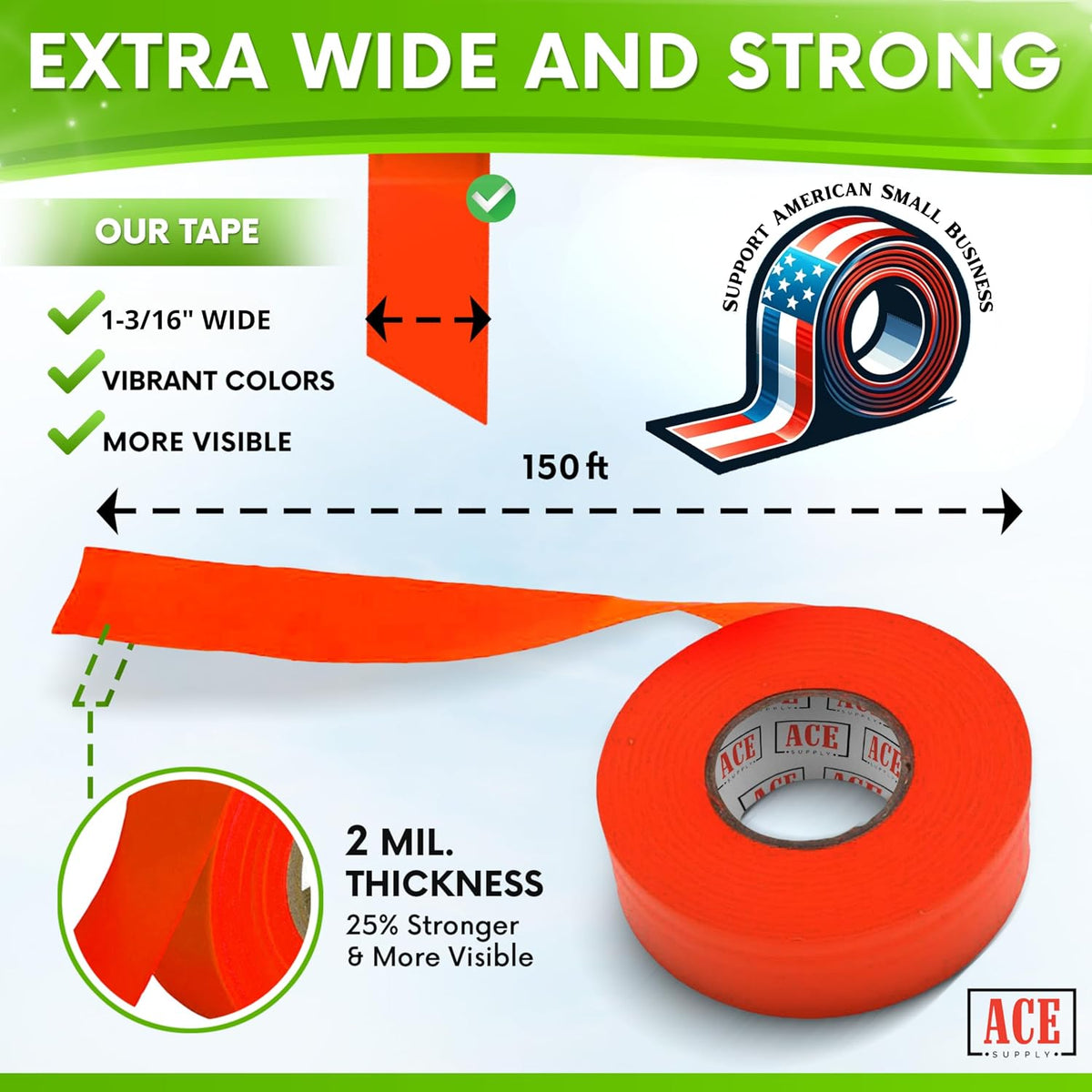 Pink Flagging Tape 12 Pack - Non-Adhesive Survey Tape - 1-3/16 Inch Width, 150 Ft Length, 2 Mil - Tree Marking Ribbon, Surveyors Ribbon