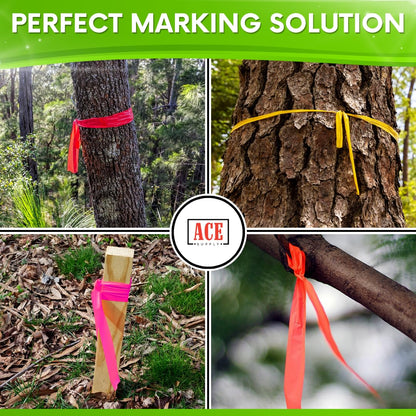 Pink Flagging Tape 12 Pack - Non-Adhesive Survey Tape - 1-3/16 Inch Width, 150 Ft Length, 2 Mil - Tree Marking Ribbon, Surveyors Ribbon