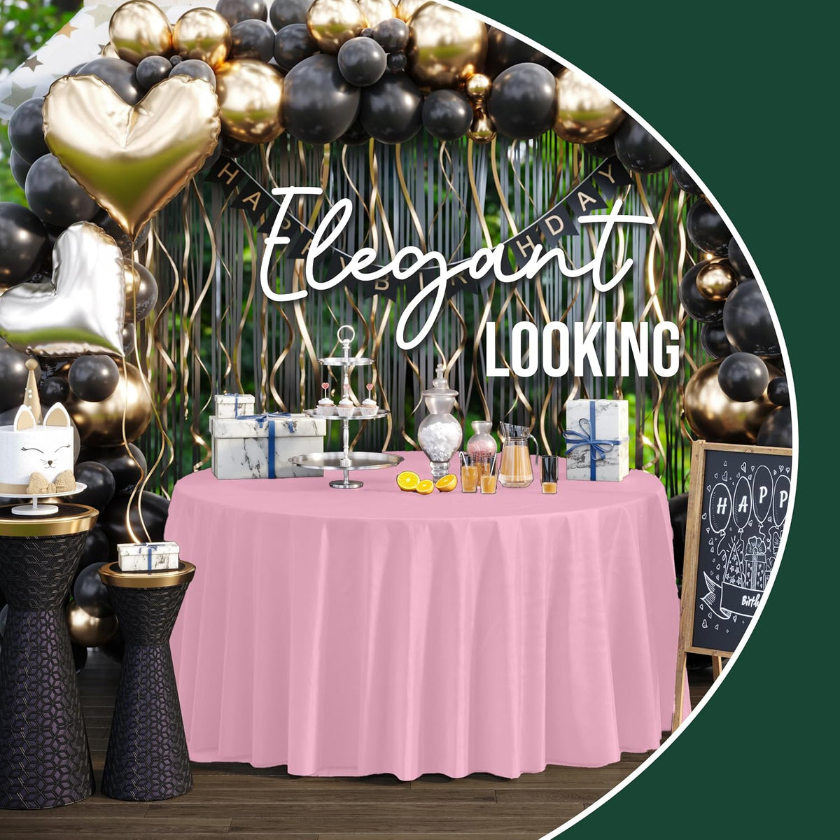 Pack of 12 Pink Plastic Table Cloth - Size: 120 Inch Round Disposable Tablecloth for Parties - Ideal for for Birthdays, Parties, Summer & More
