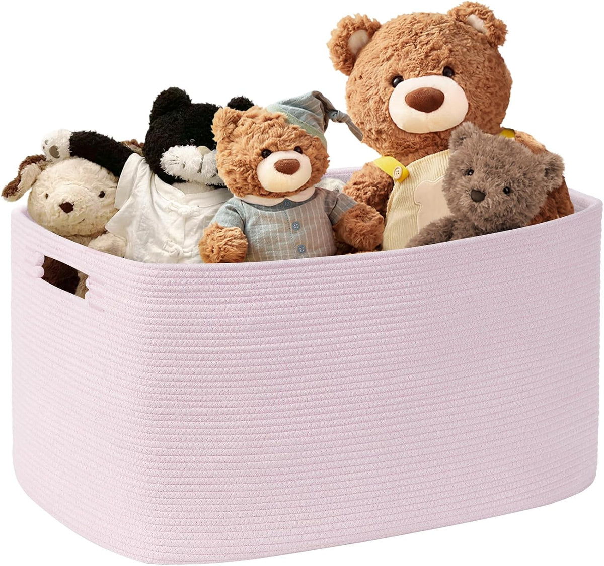 45L Small Woven Laundry Basket Hamper with Handles, Pink