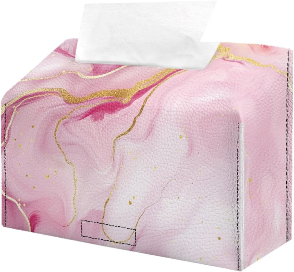 Marble Pattern Paper Towel Box Pink Hand Towels Box Cover with Hook and Loop Leather Disposable Paper Hand Towels Holder Dustproof Facial Tissues Case for Home Office Bedroom Decoration