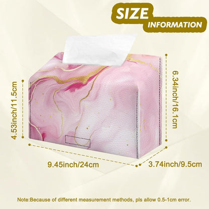 Marble Pattern Paper Towel Box Pink Hand Towels Box Cover with Hook and Loop Leather Disposable Paper Hand Towels Holder Dustproof Facial Tissues Case for Home Office Bedroom Decoration