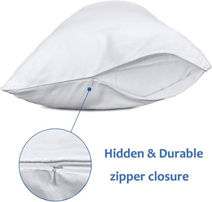 Standard 20x26 Zipper Closure Pillow Cover Authentic Soft 100% Organic Cotton Hidden Zipper Pillowcases Set of 2-Piece Standard Size Hotel Quality (Stripe, Peach)