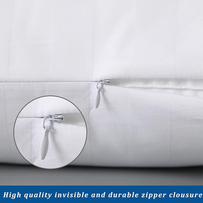Standard 20x26 Zipper Closure Pillow Cover Authentic Soft 100% Organic Cotton Hidden Zipper Pillowcases Set of 2-Piece Standard Size Hotel Quality (Stripe, Peach)