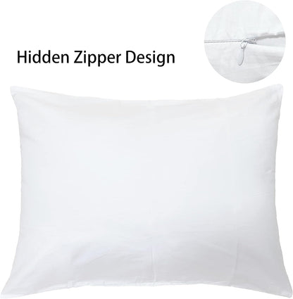 Standard 20x26 Zipper Closure Pillow Cover Authentic Soft 100% Organic Cotton Hidden Zipper Pillowcases Set of 2-Piece Standard Size Hotel Quality (Stripe, Peach)