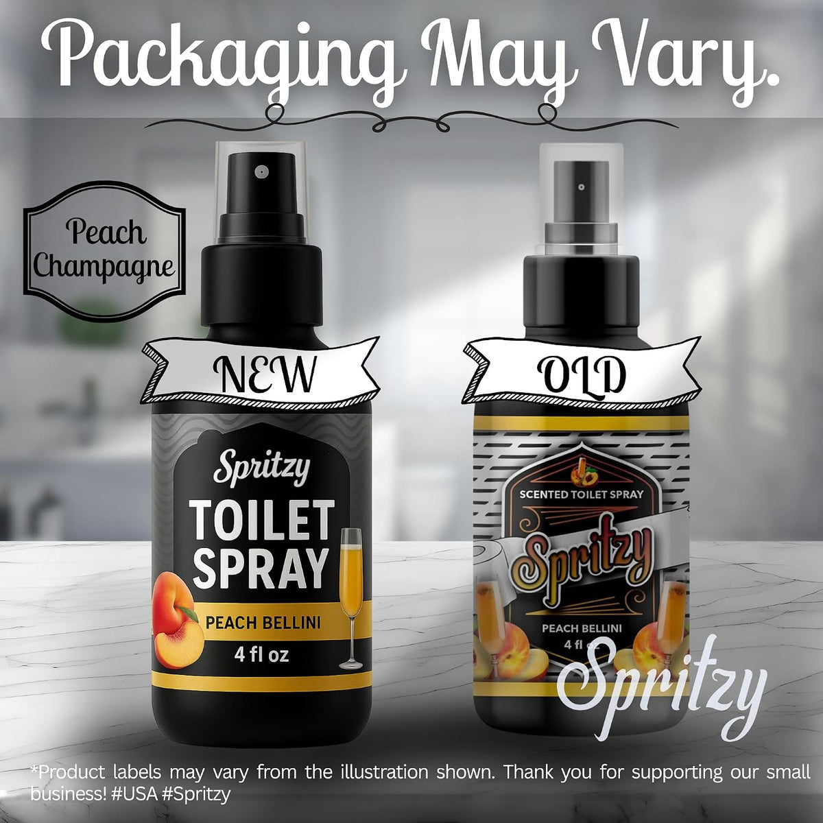 Toilet Spray (4 fl oz) | 600+ Sprays | Poo Spray w/Many Scents – Restroom & Bathroom Odor Eliminator – Essentials for a Fresh, Confident Bathroom (Peach Bellini)