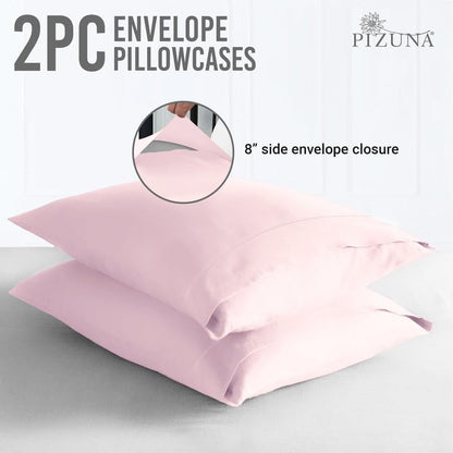 100% Cotton Queen Size Envelope Pillow Cases 600 TC Light Pink