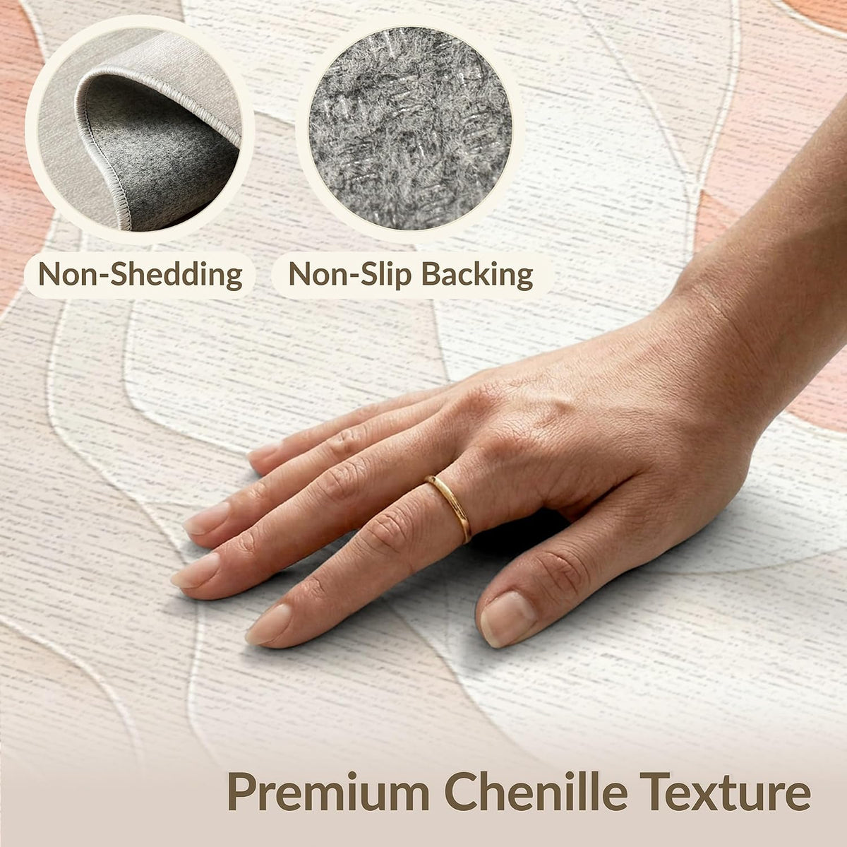 4'x6' Peachy Pastel Waves Design Flow Washable Area Rug