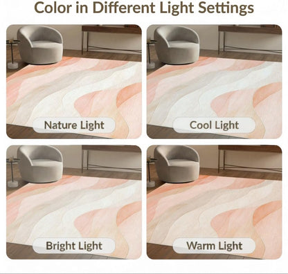 4'x6' Peachy Pastel Waves Design Flow Washable Area Rug