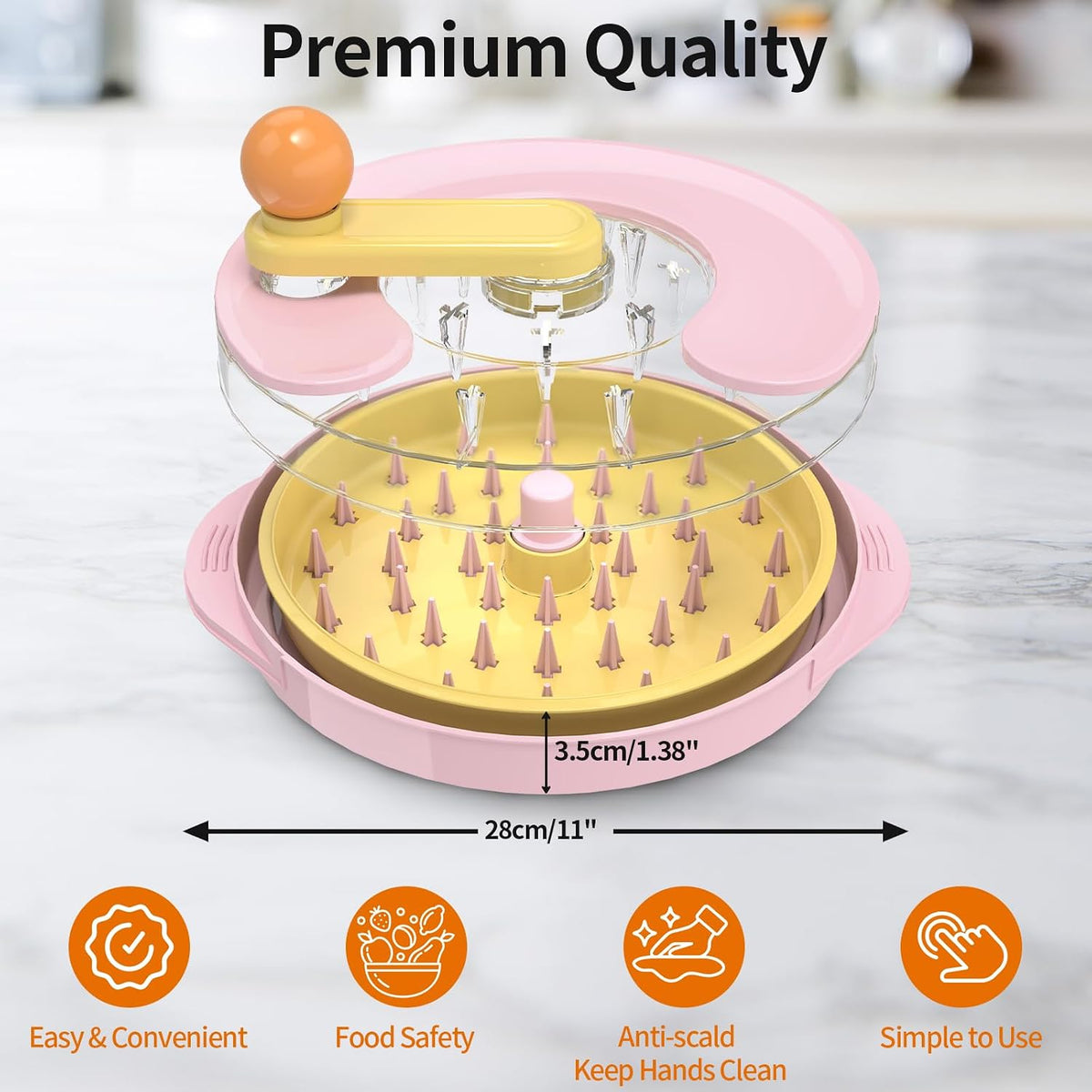 Chicken Shredder, Pro Twist Chicken Breast Shredder Tool with Clear Lid, Strong Anti-Slip Bottom, Ergonomic Handle, BPA-Free Meat Grinder for Cooked Pork Beef Chicken (pink)