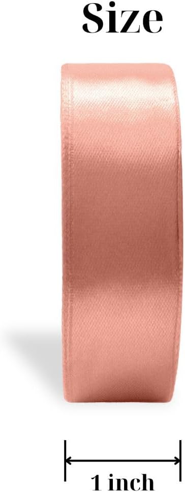 Light Peach Satin Ribbon 1 inch Double Faced Ribbon Peach Satin Solid 25 Yards Roll for Gift Wrapping Hair Bows Summer Wreath Halloween Wedding Party Decoration Garland Handmade Crafting Sewing DIY