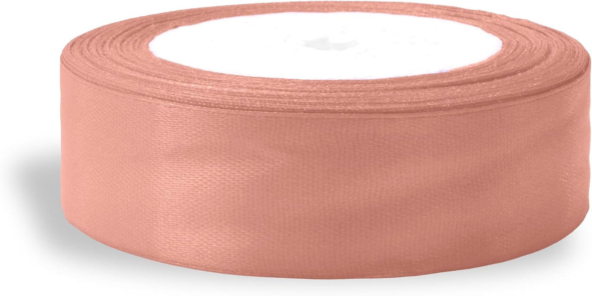 Light Peach Satin Ribbon 1 inch Double Faced Ribbon Peach Satin Solid 25 Yards Roll for Gift Wrapping Hair Bows Summer Wreath Halloween Wedding Party Decoration Garland Handmade Crafting Sewing DIY