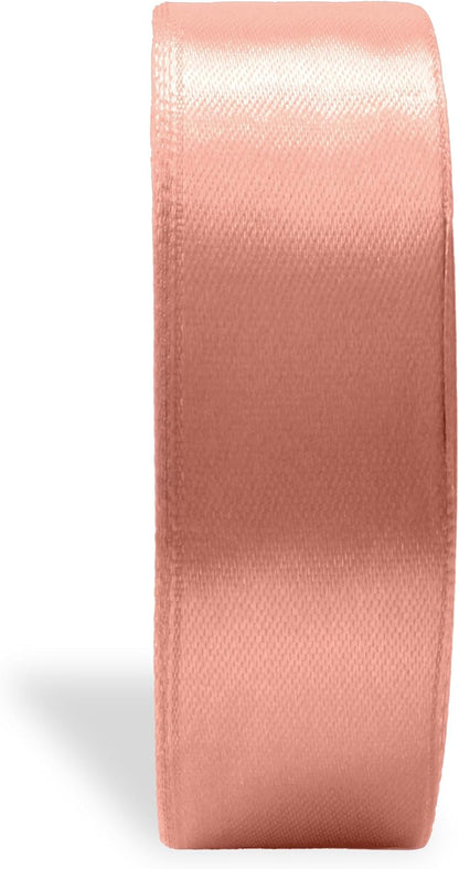 Light Peach Satin Ribbon 1 inch Double Faced Ribbon Peach Satin Solid 25 Yards Roll for Gift Wrapping Hair Bows Summer Wreath Halloween Wedding Party Decoration Garland Handmade Crafting Sewing DIY