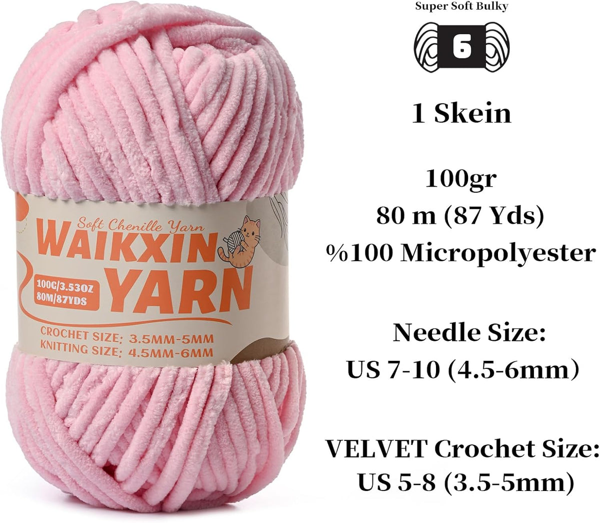 （3 Pink） 3 Pack Super Soft Fuzzy Chenille Chunky Yarn for Crocheting, 300g (261yds) Velvet Fluffy Amigurumi Yarn for Hand Knitting Baby Blankets Weaving Craft