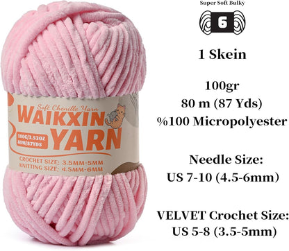 （3 Pink） 3 Pack Super Soft Fuzzy Chenille Chunky Yarn for Crocheting, 300g (261yds) Velvet Fluffy Amigurumi Yarn for Hand Knitting Baby Blankets Weaving Craft