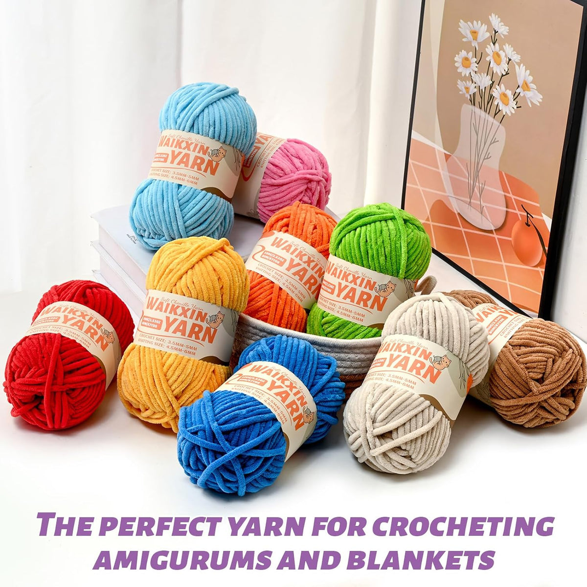 （3 Pink） 3 Pack Super Soft Fuzzy Chenille Chunky Yarn for Crocheting, 300g (261yds) Velvet Fluffy Amigurumi Yarn for Hand Knitting Baby Blankets Weaving Craft
