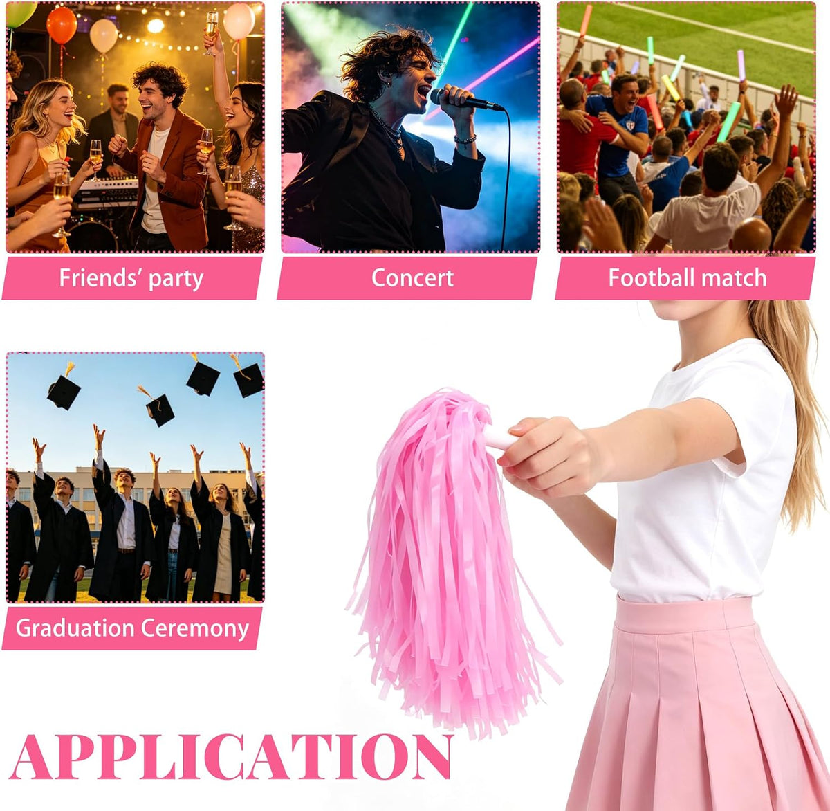 12PCS/24PCS Pom Poms Cheerleading Pom Poms Bulk