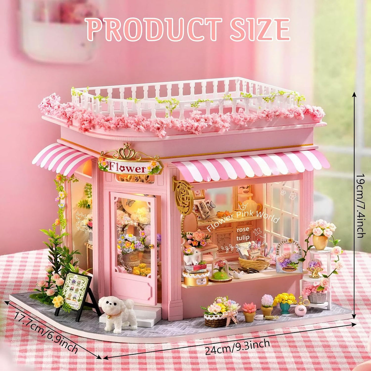 Dollhouse Kit, DIY Miniature House Kit w/LED Lights for Adults