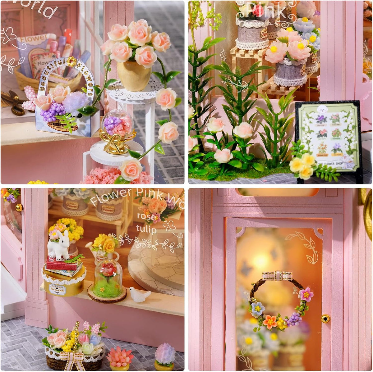 Dollhouse Kit, DIY Miniature House Kit w/LED Lights for Adults