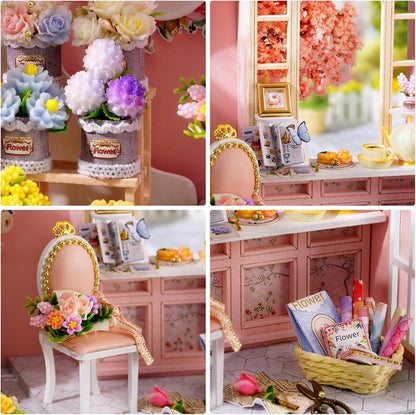 Dollhouse Kit, DIY Miniature House Kit w/LED Lights for Adults