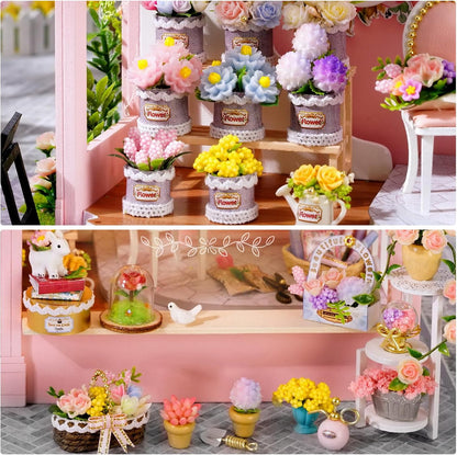 Dollhouse Kit, DIY Miniature House Kit w/LED Lights for Adults