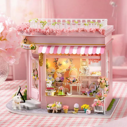 Dollhouse Kit, DIY Miniature House Kit w/LED Lights for Adults