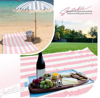 Striped Tablecloth,Pink and White Table Cloth,2 Pcs 60x84 Inch