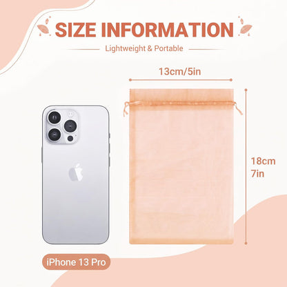 100PCS Peach Champagne Sheer Organza Bags 5x7 in, Goodie Bags Bulk