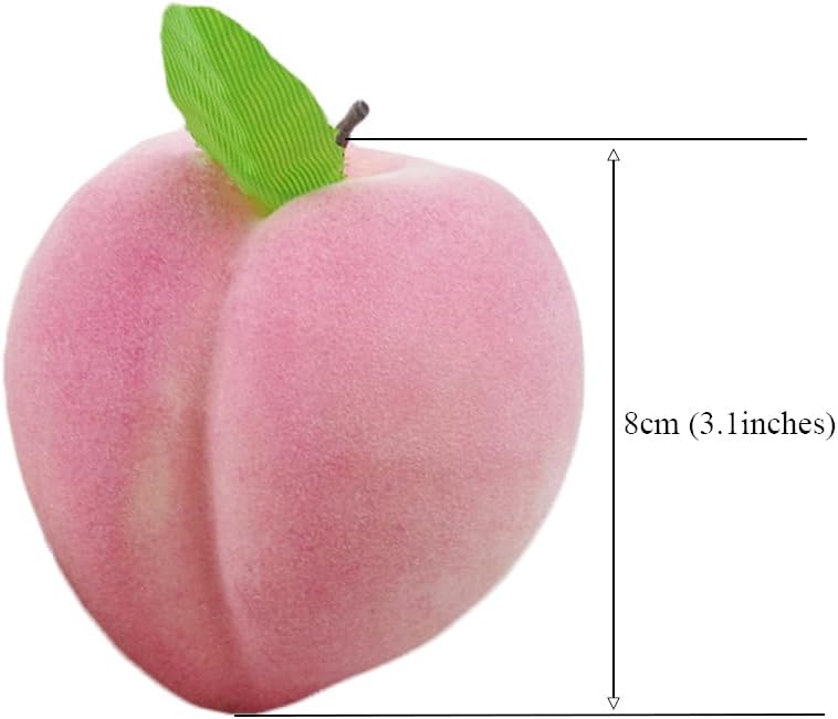 6pcs Fake Peaches Artificial Fruits 3.2 Inch Realistic Simulated Faux Peaches Lifelike Peach Fruit Decor for Home Kitchen Display Birthday Party Decoration Photo Props