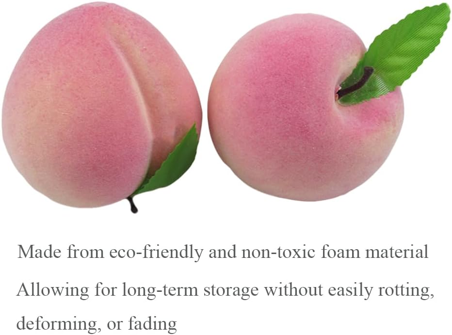 6pcs Fake Peaches Artificial Fruits 3.2 Inch Realistic Simulated Faux Peaches Lifelike Peach Fruit Decor for Home Kitchen Display Birthday Party Decoration Photo Props