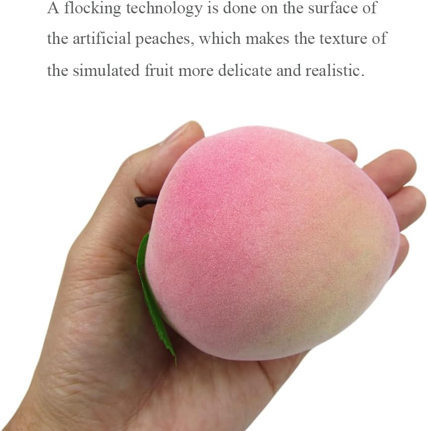 6pcs Fake Peaches Artificial Fruits 3.2 Inch Realistic Simulated Faux Peaches Lifelike Peach Fruit Decor for Home Kitchen Display Birthday Party Decoration Photo Props