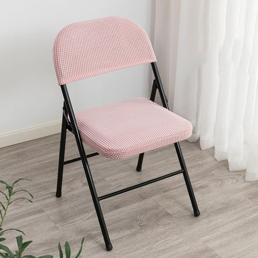 Dust-Proof Folding Chair Covers 2 Piece Set Backrest & Seat Cushion Cover for Office Meeting，Household，Computer，Party (Pink, One Size)