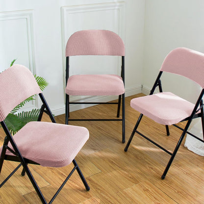 Dust-Proof Folding Chair Covers 2 Piece Set Backrest & Seat Cushion Cover for Office Meeting，Household，Computer，Party (Pink, One Size)