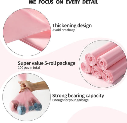 4 Gallon/60pcs Small Garbage Bags,Small Trash Bags,Pink