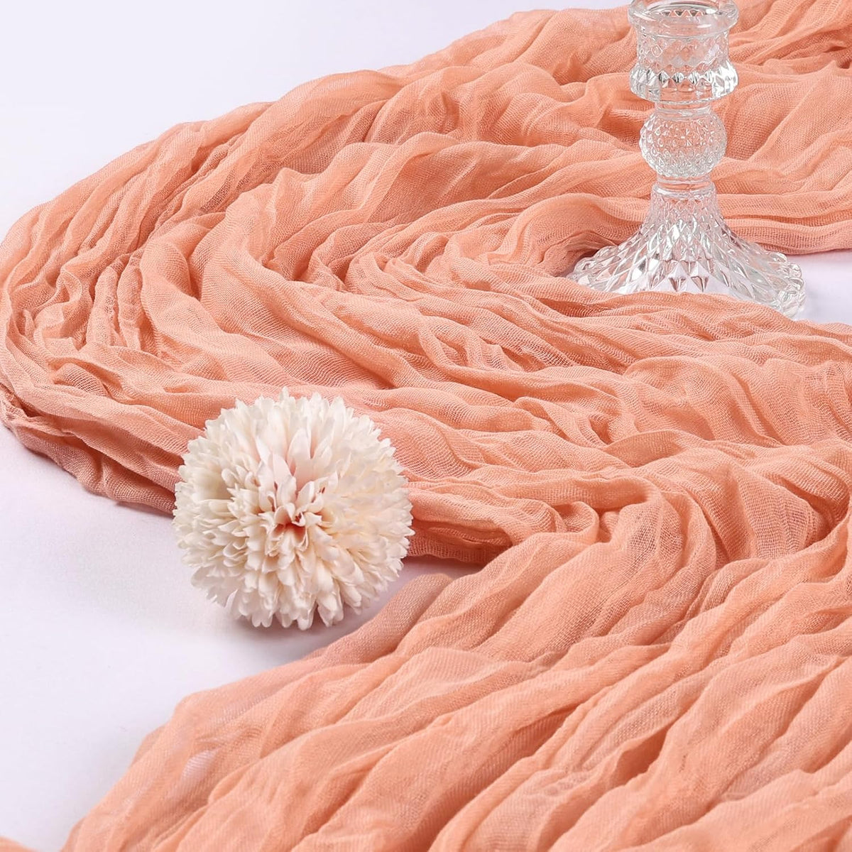 6 Pack 10Ft Peach Cheesecloth Table Runner 23 x 120 Inch