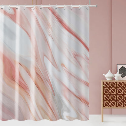 Pink Marble Shower Curtain, Peach Pink Modern Abstract Wave Luxury Bathroom Curtain Bathtub Home Decor Waterproof Fabric Machine Washable with 6PCS Hooks,36" Wx72 L