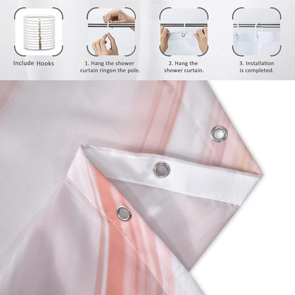Pink Marble Shower Curtain, Peach Pink Modern Abstract Wave Luxury Bathroom Curtain Bathtub Home Decor Waterproof Fabric Machine Washable with 6PCS Hooks,36" Wx72 L