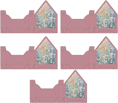 Favor Boxes - Decorative Floral Treat Carriers Pack, Boutique Style Paper Handbag Containers with Charming Cutout Details Secure Closure, Convenient Flat Fold Setup, Ideal for Birthday Mothers Day Par