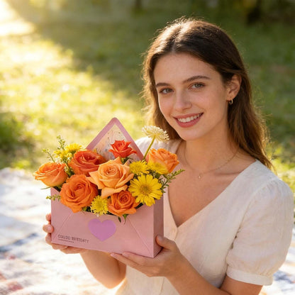 Favor Boxes - Decorative Floral Treat Carriers Pack, Boutique Style Paper Handbag Containers with Charming Cutout Details Secure Closure, Convenient Flat Fold Setup, Ideal for Birthday Mothers Day Par
