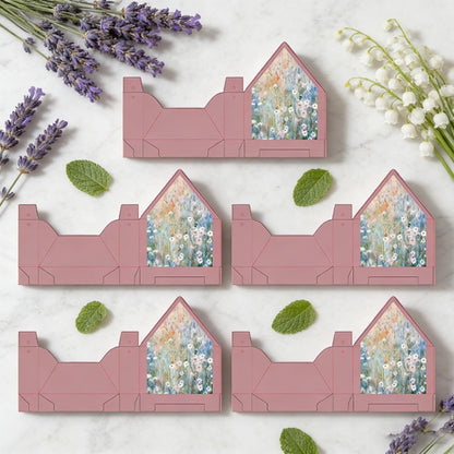 Favor Boxes - Decorative Floral Treat Carriers Pack, Boutique Style Paper Handbag Containers with Charming Cutout Details Secure Closure, Convenient Flat Fold Setup, Ideal for Birthday Mothers Day Par