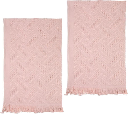 2 Pcs Pink Bathroom Hand Towels, 29 X 13 Inch Soft Cotton Light Pink Decorative Towels, Cute Boho Blush Pinks Face Towel for Bathroom, Hotel, Spa Decorative Cleaning Towel
