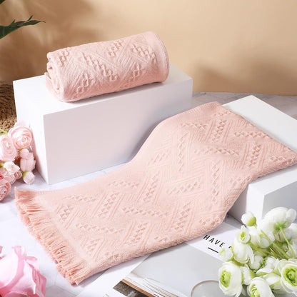 2 Pcs Pink Bathroom Hand Towels, 29 X 13 Inch Soft Cotton Light Pink Decorative Towels, Cute Boho Blush Pinks Face Towel for Bathroom, Hotel, Spa Decorative Cleaning Towel