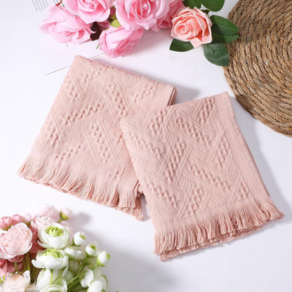 2 Pcs Pink Bathroom Hand Towels, 29 X 13 Inch Soft Cotton Light Pink Decorative Towels, Cute Boho Blush Pinks Face Towel for Bathroom, Hotel, Spa Decorative Cleaning Towel
